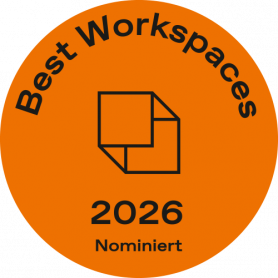 Nominierungslogo für den Award Best Workspaces 2026 für das Projekt der Homag Group in Holzbronn, geplant von arcplus Architekten